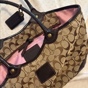 Coach Brown and Pink Signature Tote